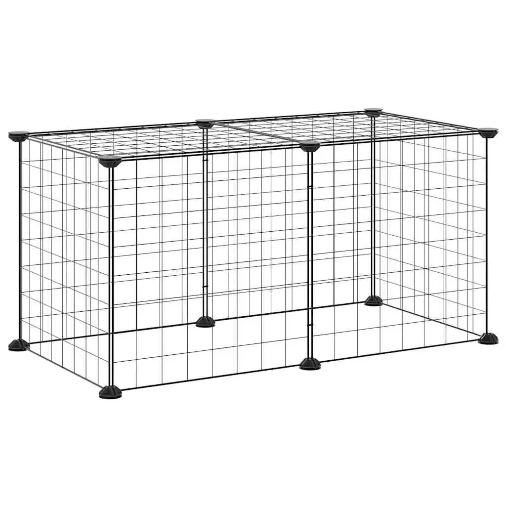 8 Panel Pet Cage Enclosure Small Animal Playpen Exercise Pen Black 35x35 cm