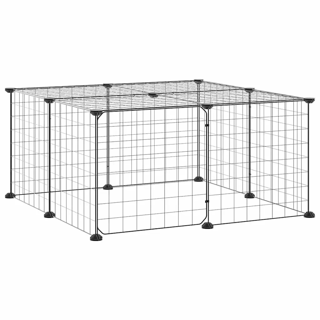 12 Panel Pet Cage Small Animal Habitat Enclosure Black 35x35 cm