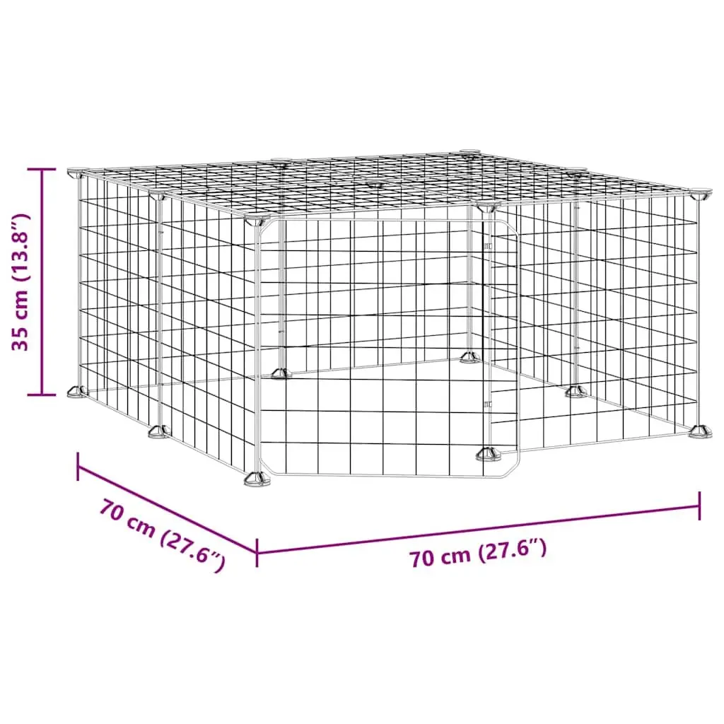 12 Panel Pet Cage Small Animal Habitat Enclosure Black 35x35 cm