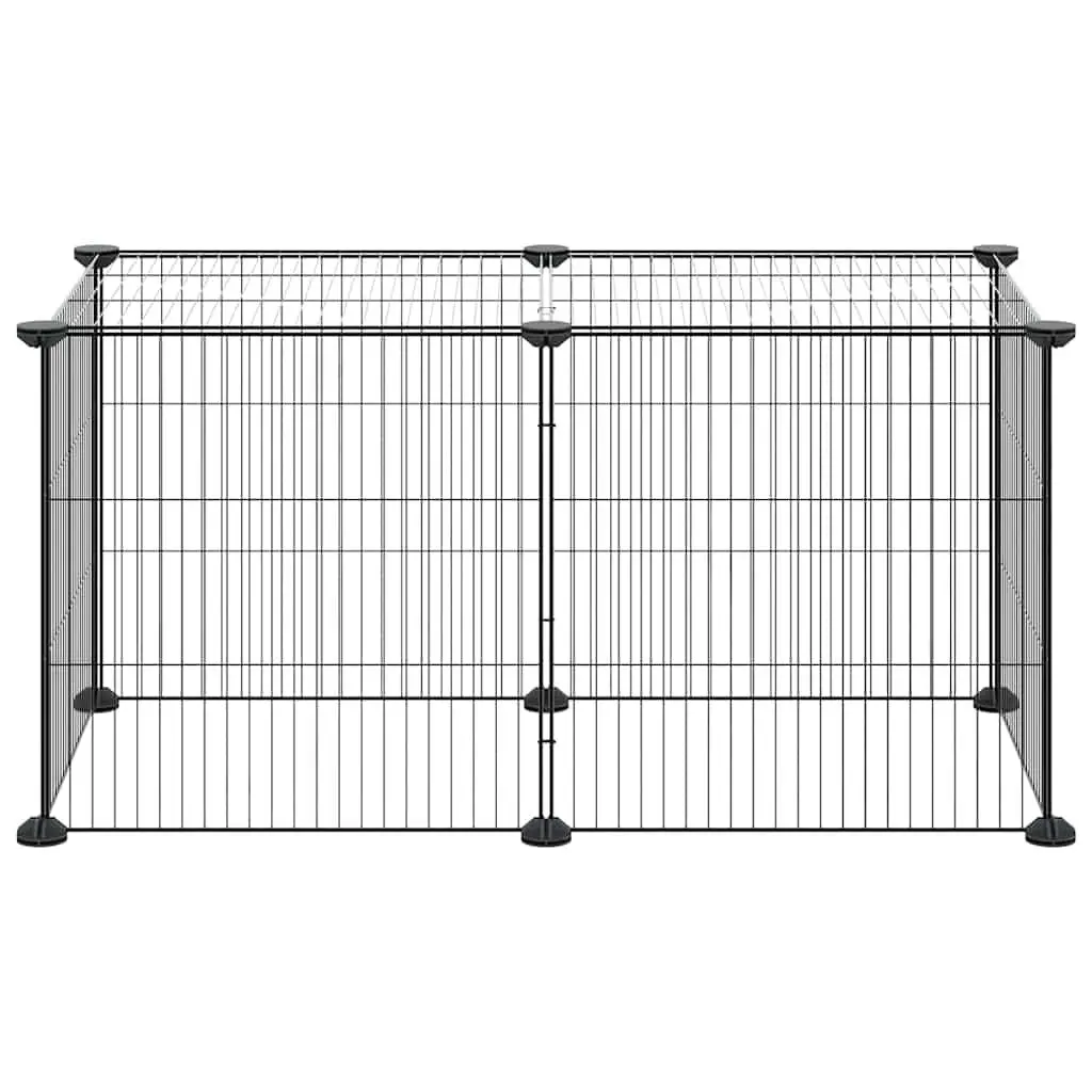 8 Panel Small Animal Pet Cage Enclosure Exercise Playpen 35x35cm Black