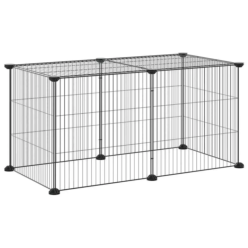 8 Panel Small Animal Pet Cage Enclosure Exercise Playpen 35x35cm Black