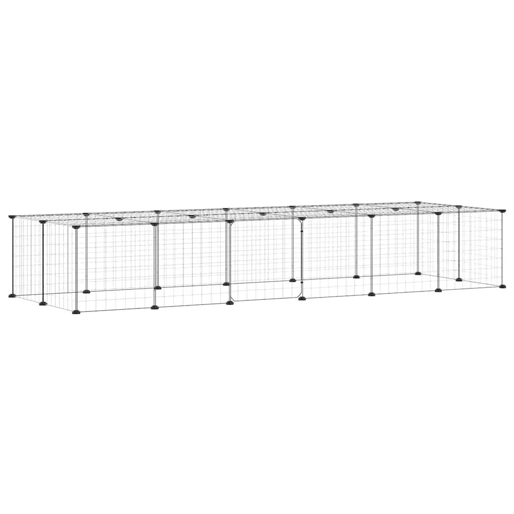 Pet Cage Small Animal Enclosure 28 Panel 35x35 cm Black Steel