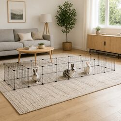 Reassuring 36-Panel Pet Cage with Door for Small Pets Black 35x35 cm