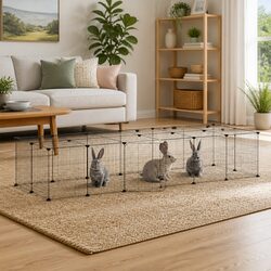 Pet Cage 28-Panel Modular Small Animal Habitat Enclosure with Door Black 35x35cm