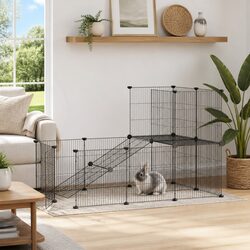 Reliable 20-Panel Black Pet Cage for Small Animals 35x35cm