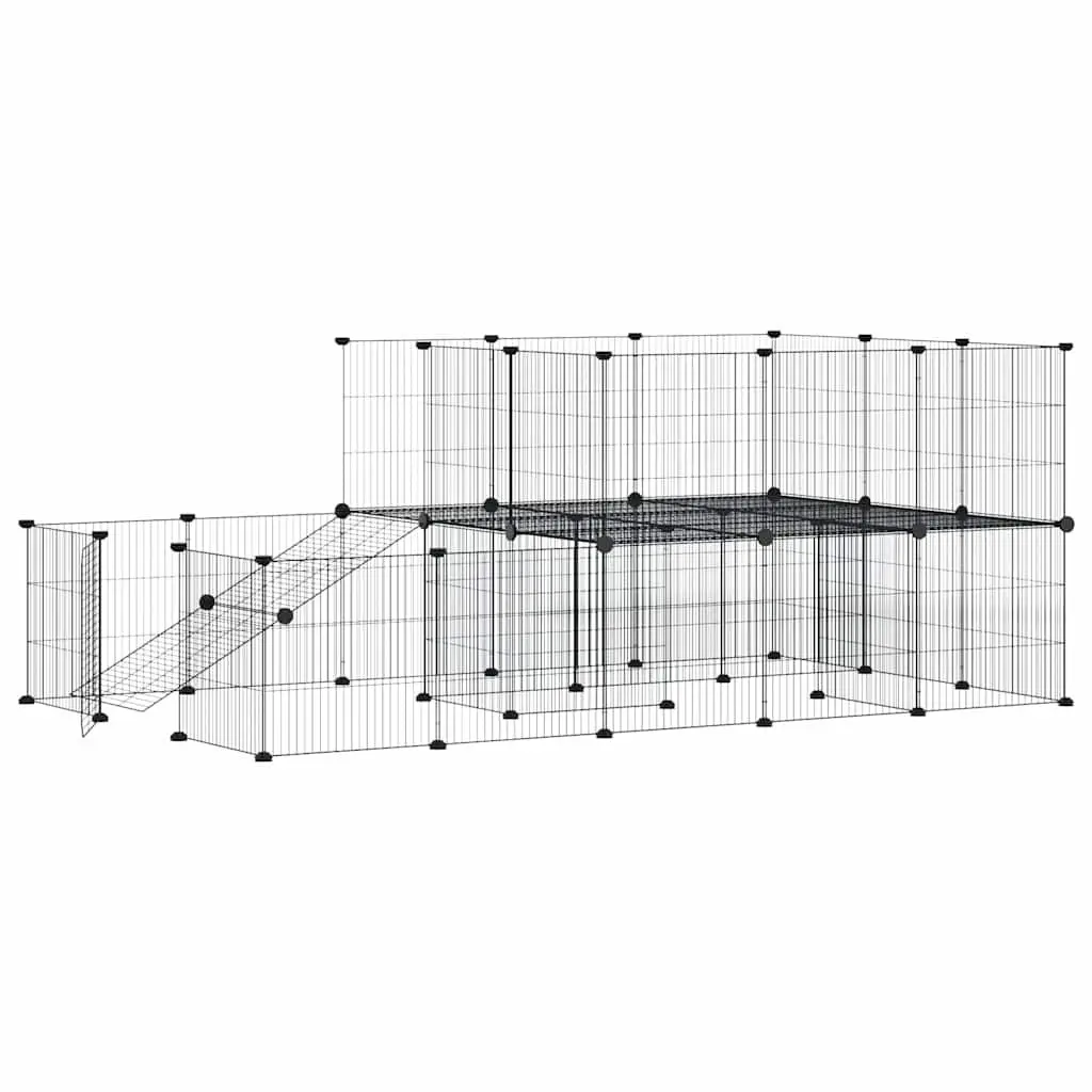 Pet Cage Modular Animal Enclosure 175x105x70 cm Black