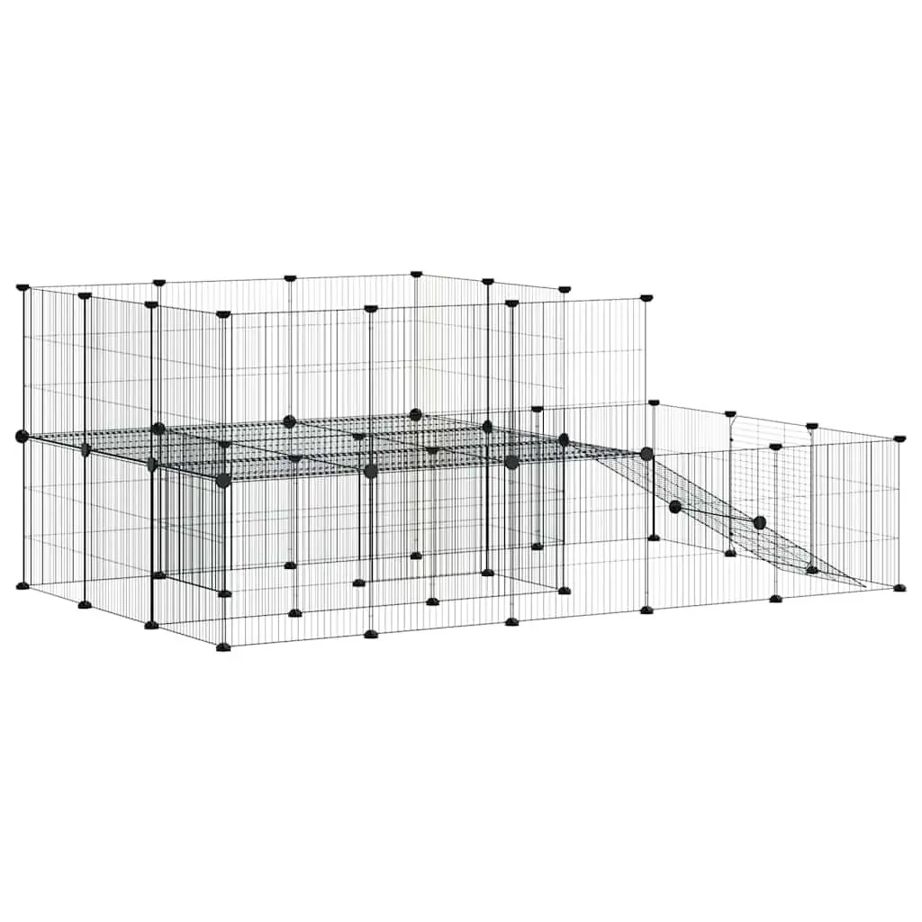 Pet Cage Modular Animal Enclosure 175x105x70 cm Black
