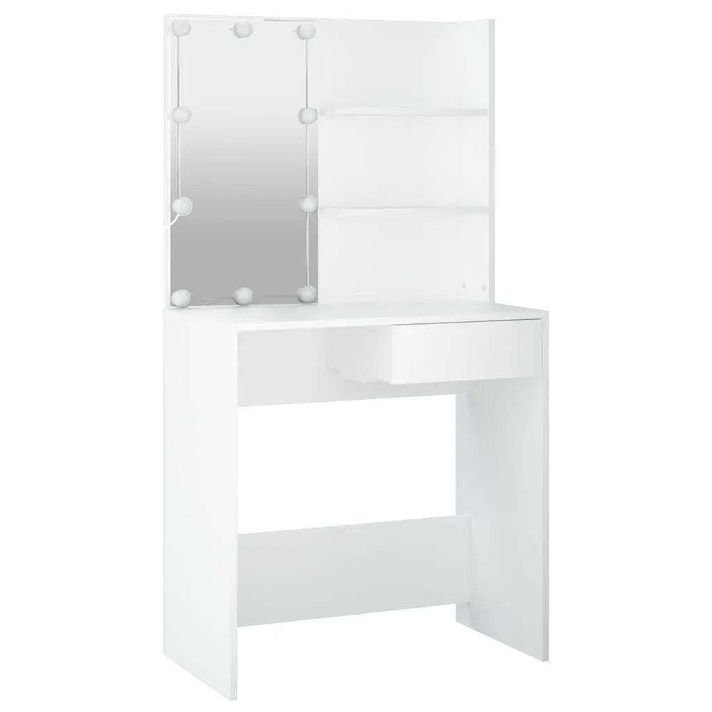 Dressing Table Set LED Mirror White Bedroom Vanity Storage Stool