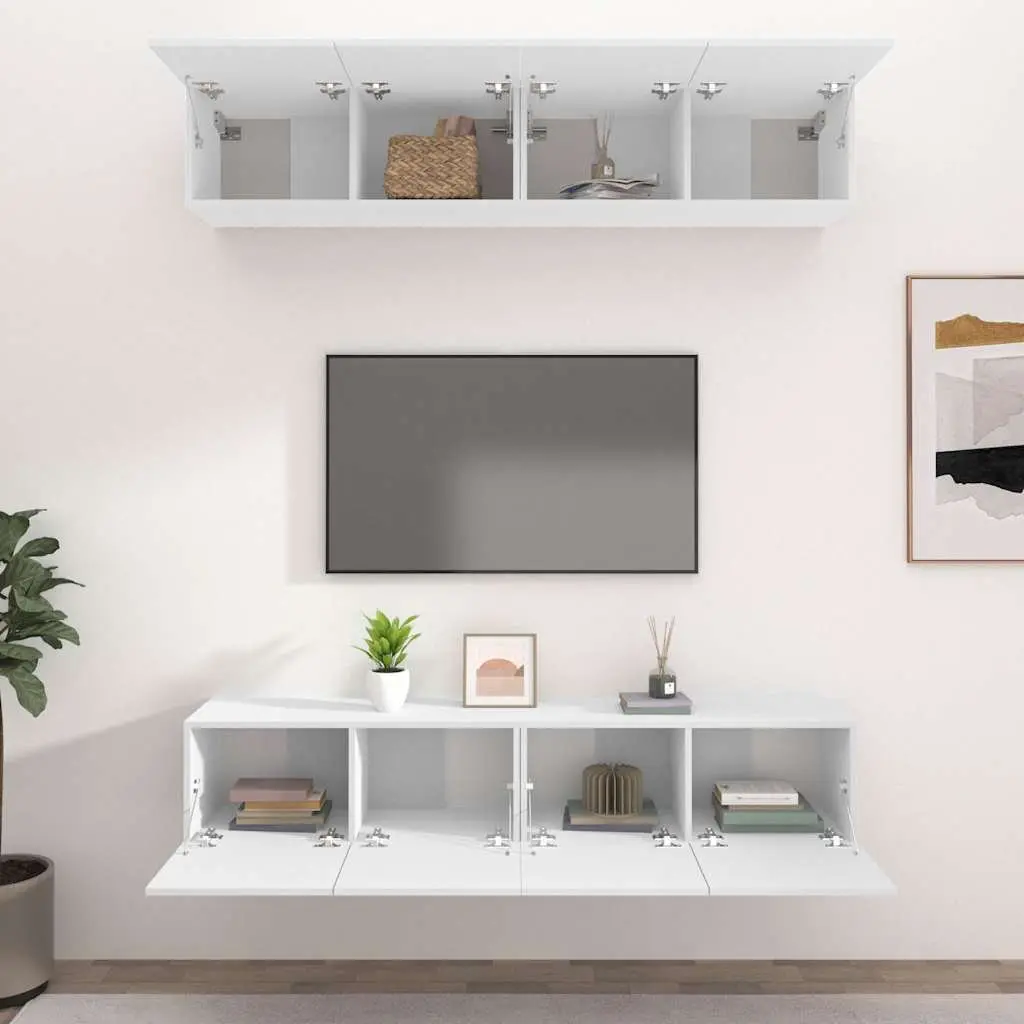 Wall-Mounted TV Cabinet Storage Unit 80 x 30 x 30 cm White Engineered Wood Drop-Down Door