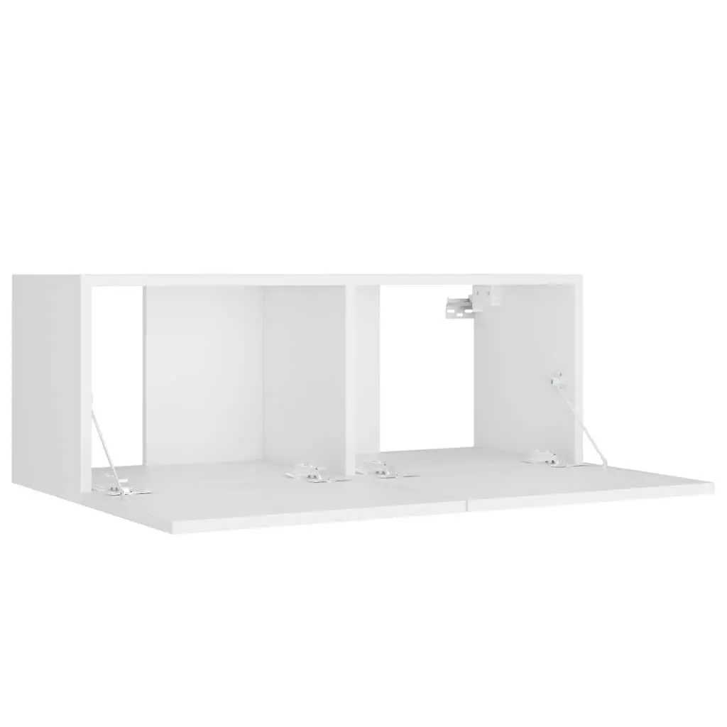 4 Piece Wall-Mounted Storage Unit White TV Cabinet Engineered Wood