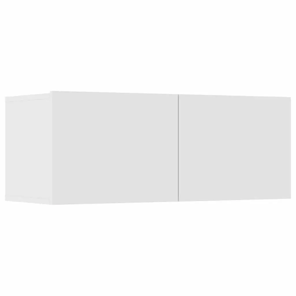 TV Cabinet Set 8 Piece Wall-Mounted Storage Unit White Engineered Wood Furniture
