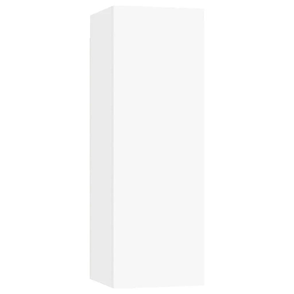 TV Cabinet Set 8 Piece Wall-Mounted Storage Unit White Engineered Wood Furniture