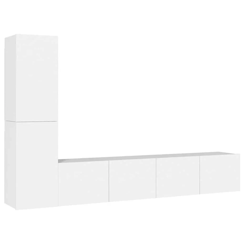 TV Cabinet Set 4 Piece Wall Mounted Storage Unit White Media Organiser