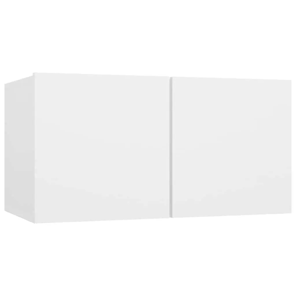 Wall-Mounted TV Stand Set 8 Pieces Engineered Wood White Media Storage Unit