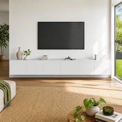 Reliable 3 Piece Wall-Mounted TV Cabinet Set in White