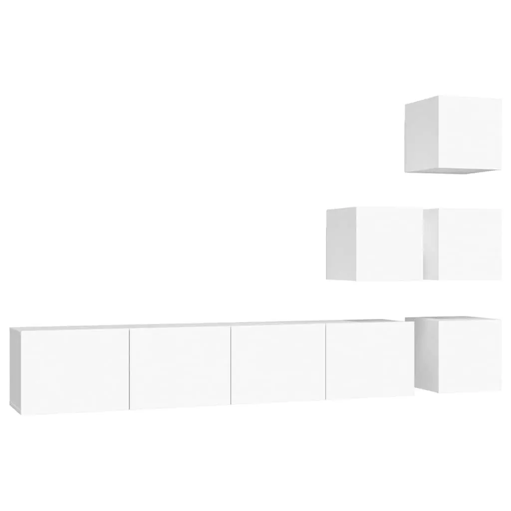 White Floating Storage Unit Wall Mounted TV Cabinet Engineered Wood Display