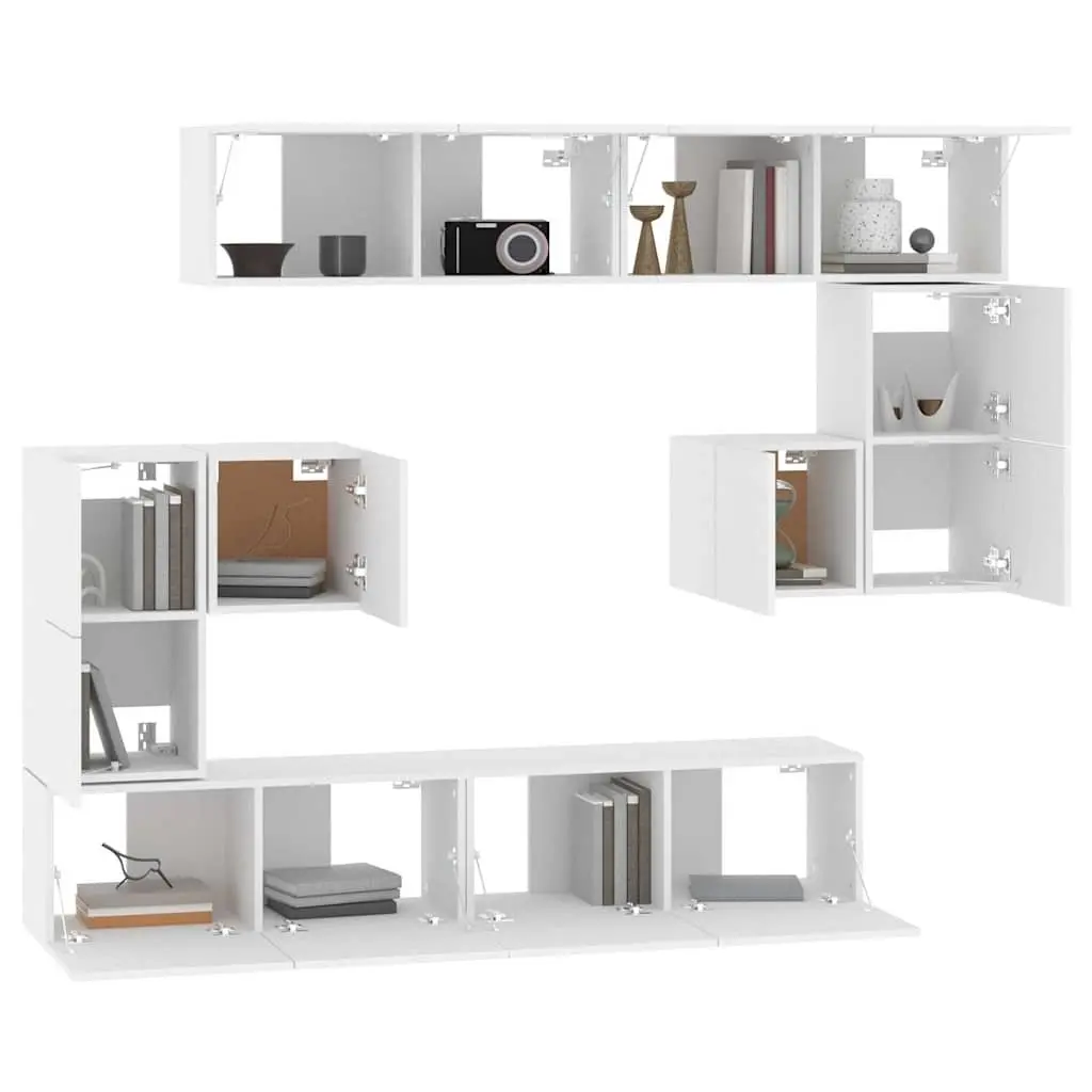 Wall-Mounted TV Cabinet in White for Storage