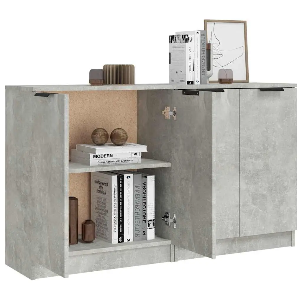 Sideboard Cabinet Storage Furniture Grey 60x30x70 cm Engineered Wood Set of 2