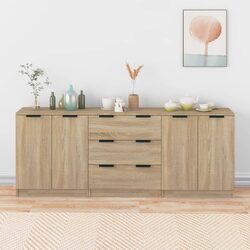 Reliable 3 Piece Sideboard Set with Storage Space