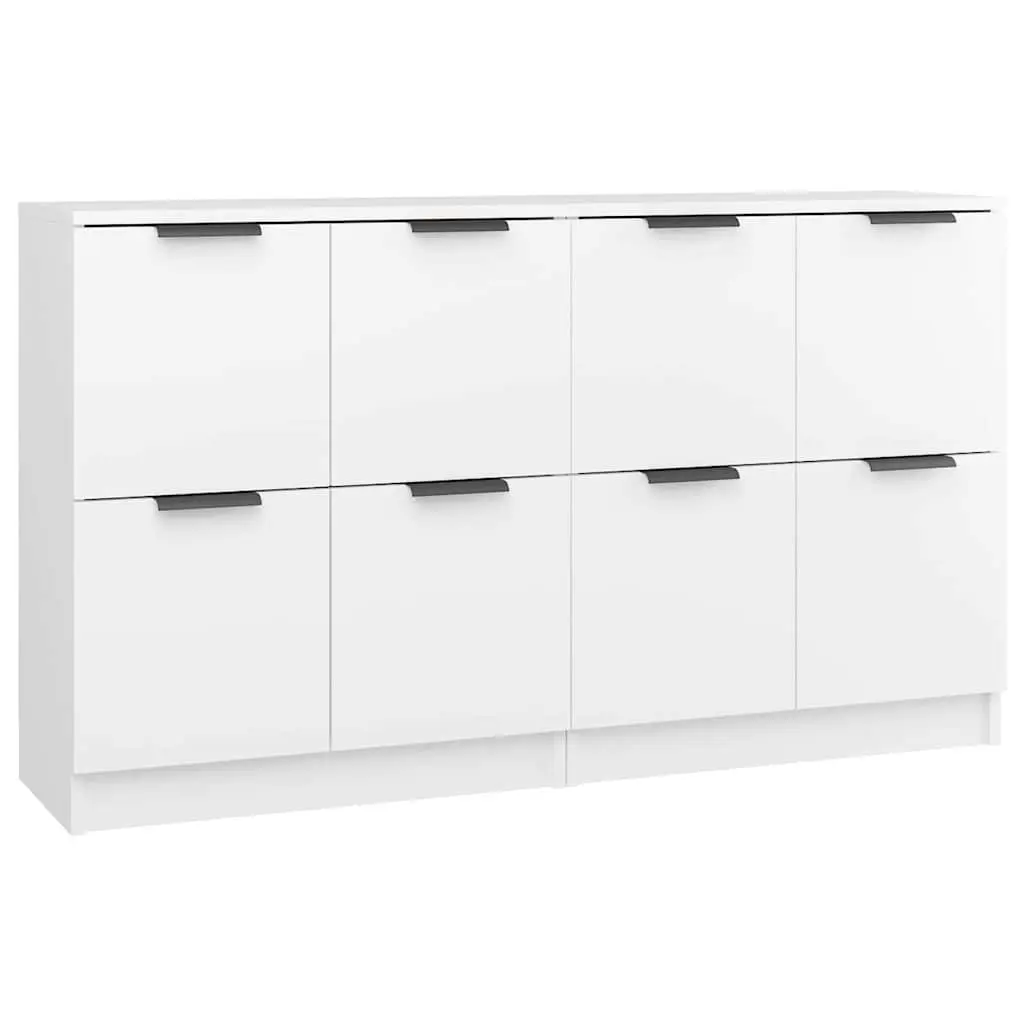 Sideboards 2 pcs White 60x30x70 cm Storage Cabinet Engineered Wood Furniture
