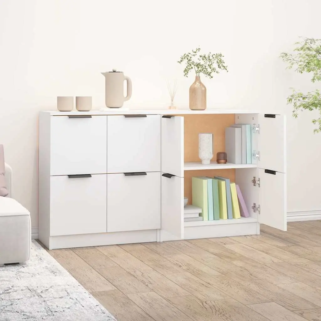 Sideboards 2 pcs White 60x30x70 cm Storage Cabinet Engineered Wood Furniture