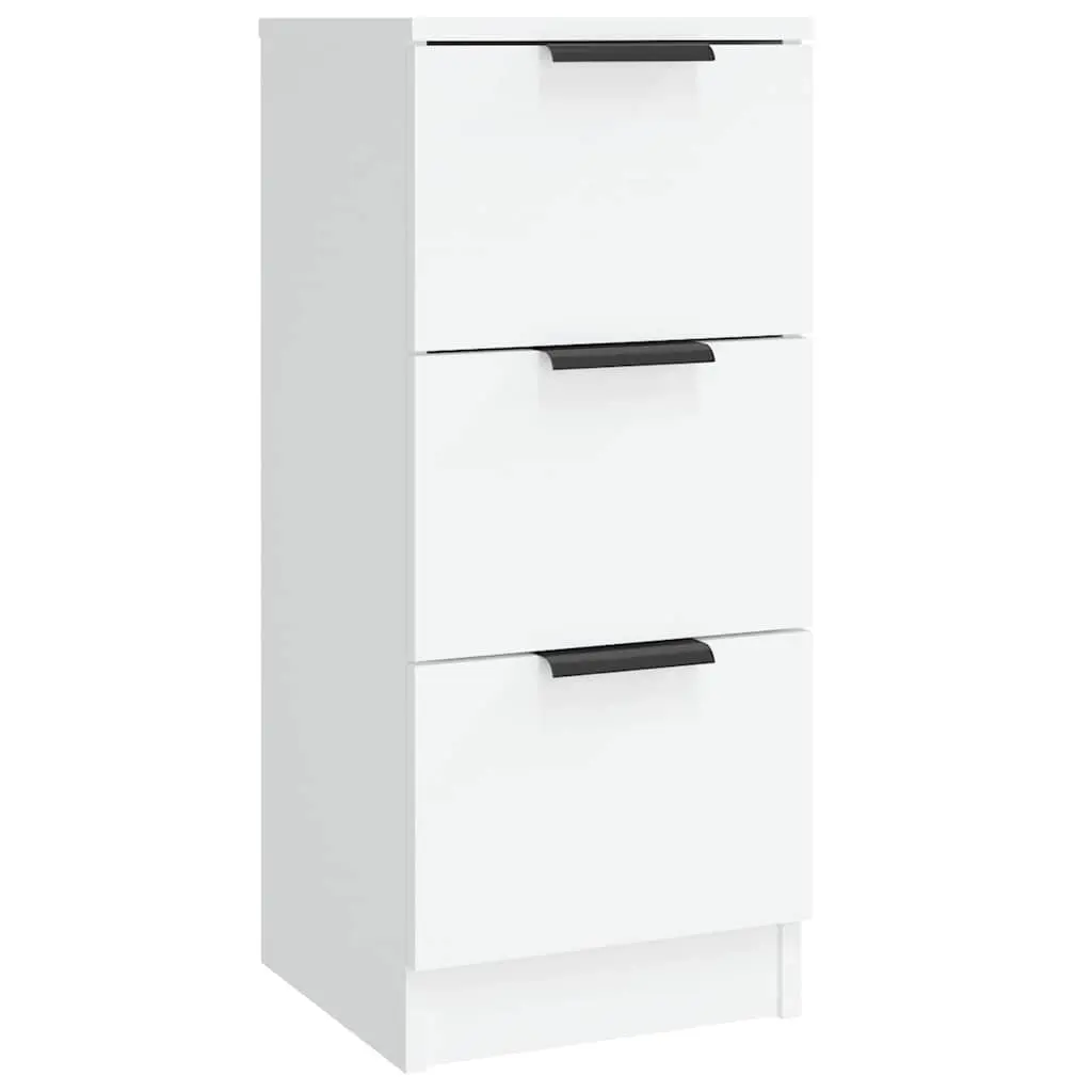 Sideboards 3 pcs White Storage Cabinet Engineered Wood Bedroom Living Room
