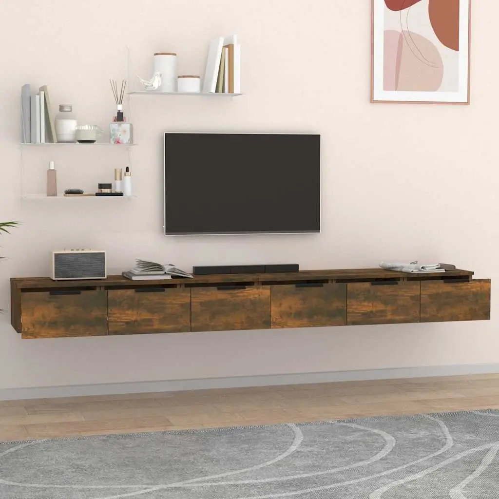 Wall Cabinets Storage 102 x 30 x 20 cm Smoked Oak 2 pcs