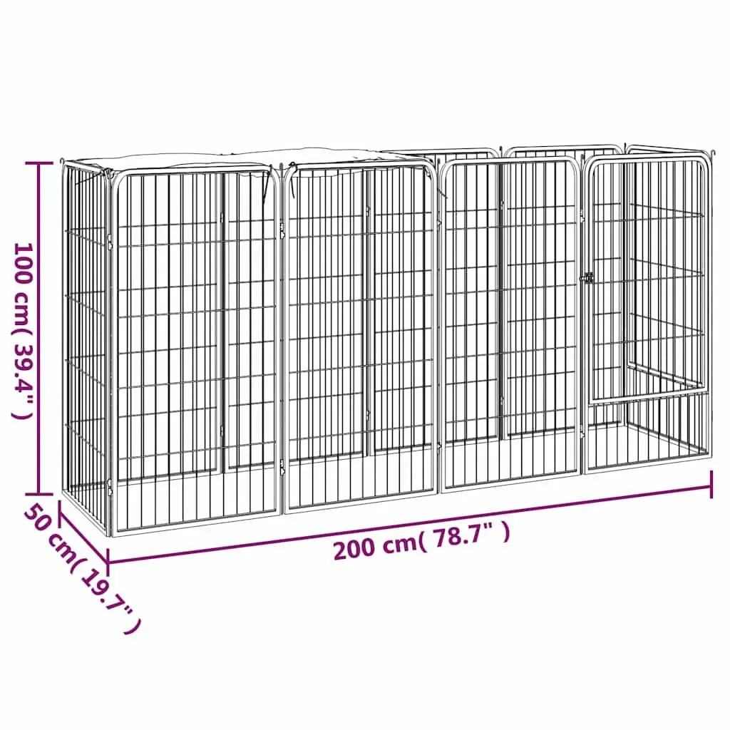 10 Panel Dog Playpen Outdoor Exercise Pen 50 x 100 cm Black Steel Heavy Duty
