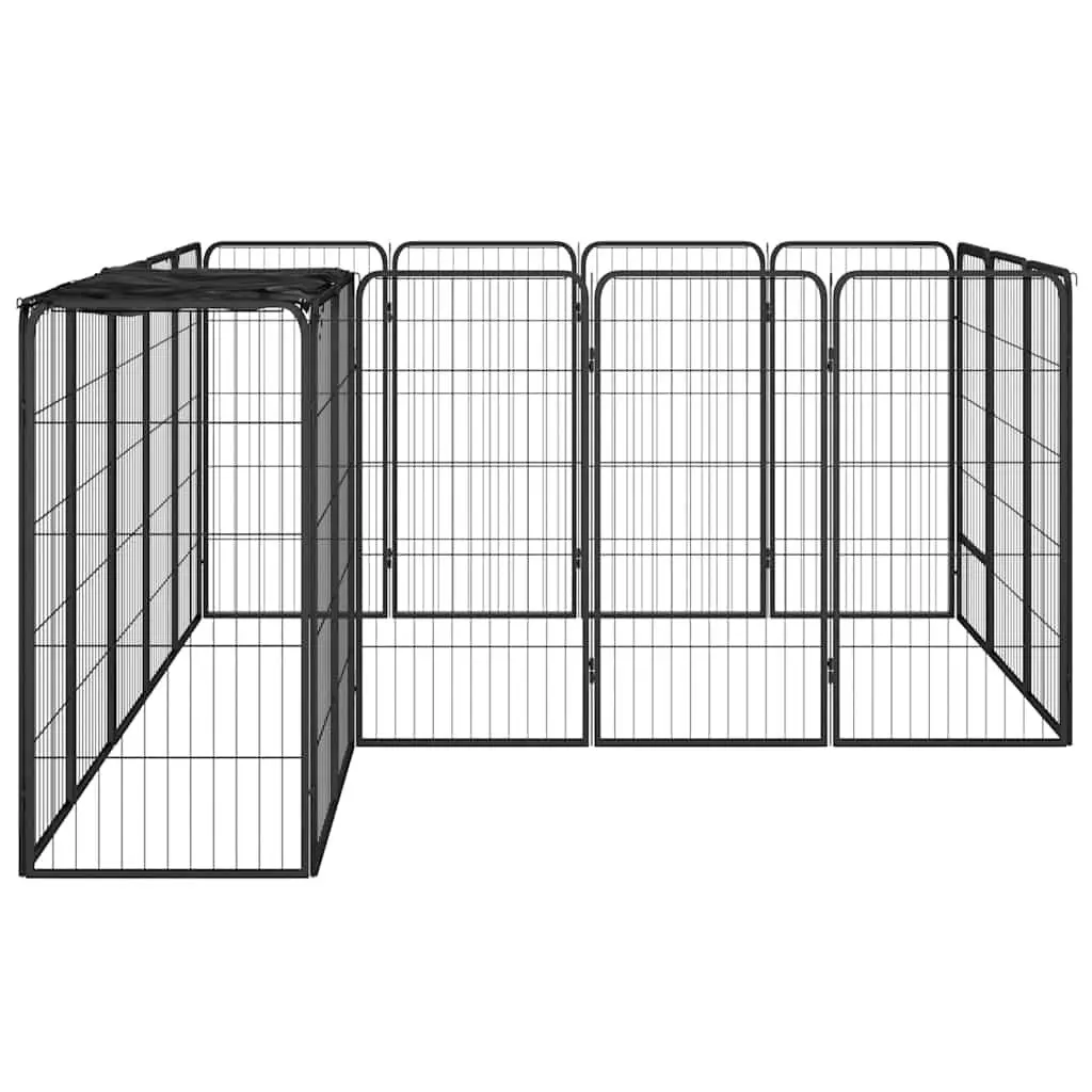 Dog Playpen 18 Panel Exercise Pen Black Steel Indoor Outdoor Enclosure