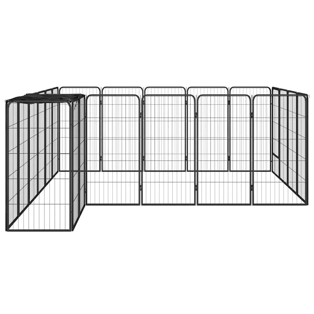 Dog Playpen 22-Panel Outdoor Exercise Enclosure 50x100cm Black Steel