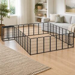 Warm and Reliable 34-Panel Dog Playpen in Black