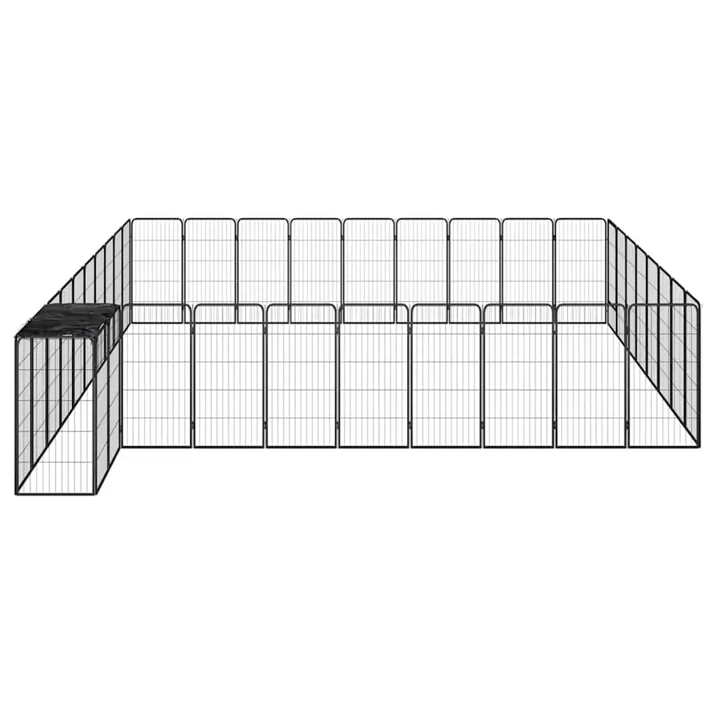 Dog Playpen 38 Panel Steel Exercise Pen Indoor Outdoor Black