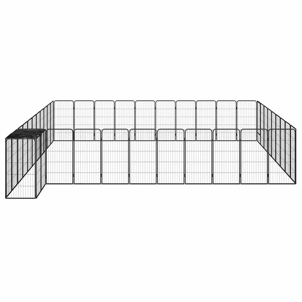 Dog Playpen 42 Panel Exercise Pen Indoor Outdoor Black Powder-coated Steel