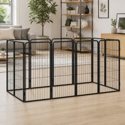 12-Panel Dog Playpen Outdoor Exercise Pen Puppy Kennel Enclosure Black Steel