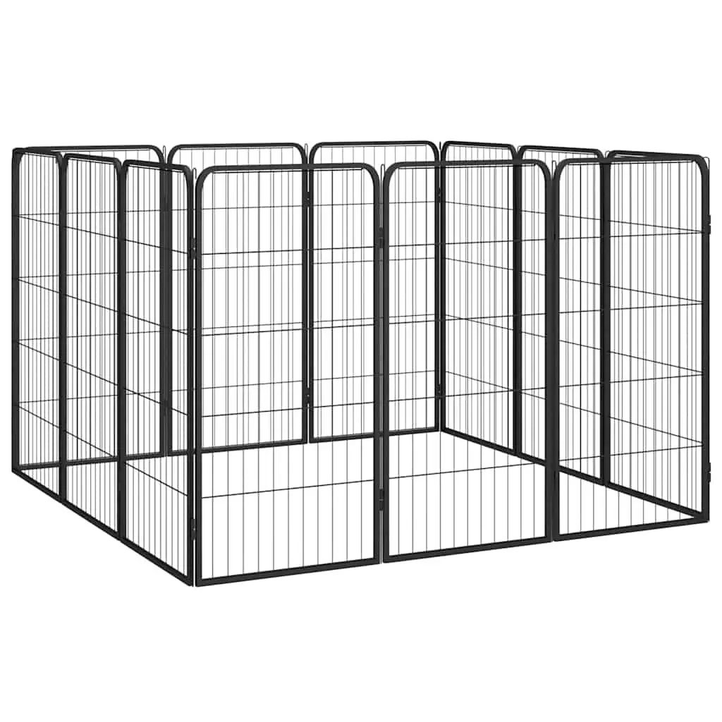 Dog Playpen Outdoor Exercise Pen 12 Panel Black Steel