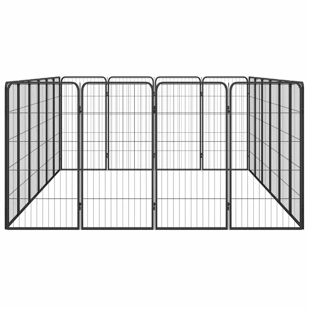 Dog Playpen 20 Panel Black Steel Outdoor Indoor Pet Exercise Pen