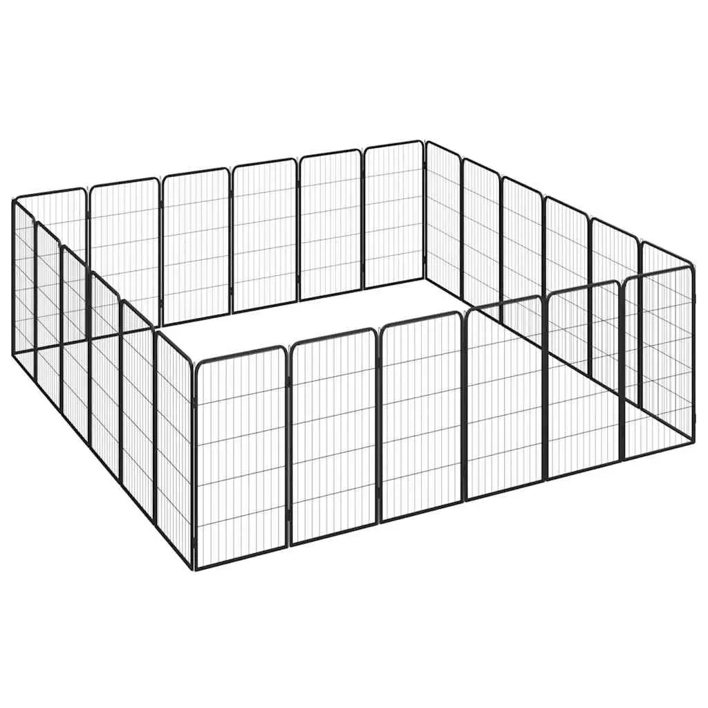 Dog Playpen Outdoor Exercise 24 Panel Black Powder-coated Steel
