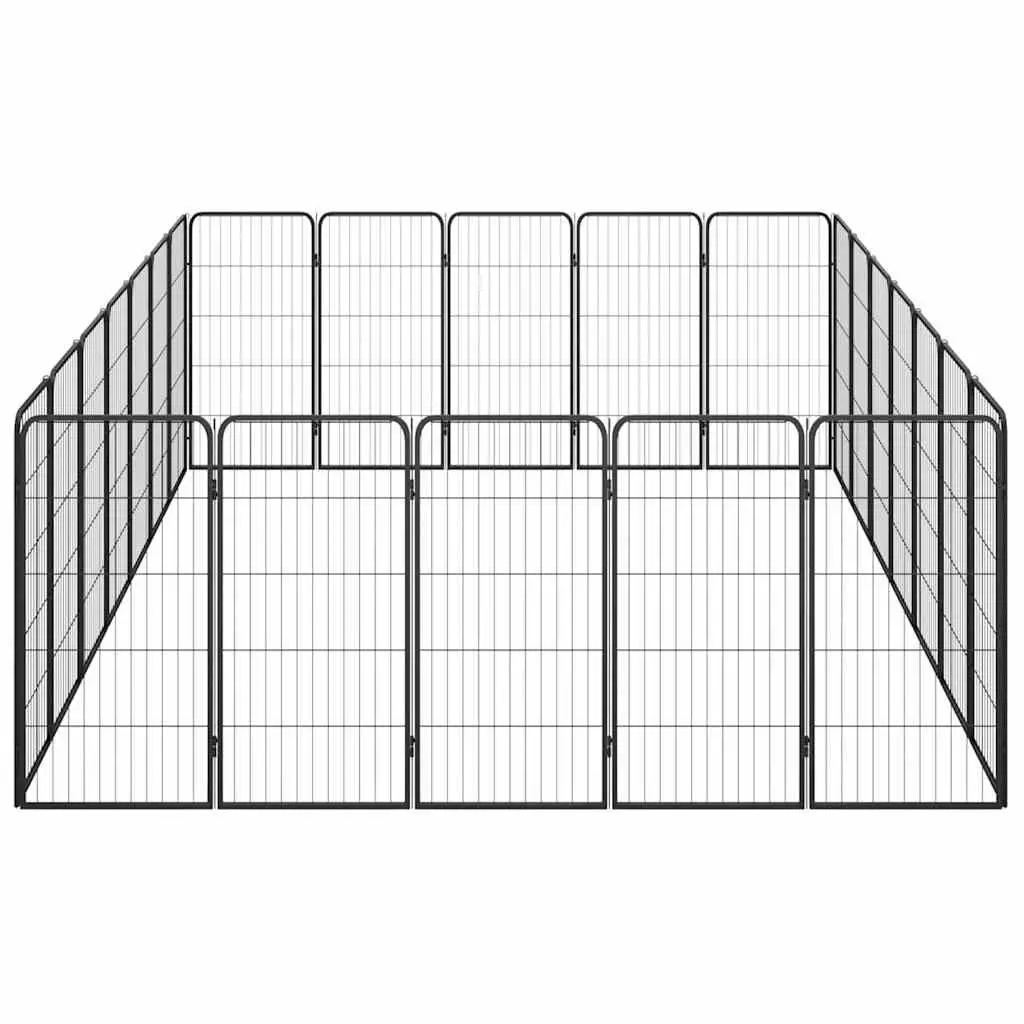Dog Playpen Outdoor Exercise 24 Panel Black Powder-coated Steel