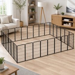 Dog Playpen 28-Panel Outdoor Indoor Exercise Pen Puppy Training Enclosure Black