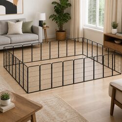Warm and Reliable 32-Panel Dog Playpen - Black Steel