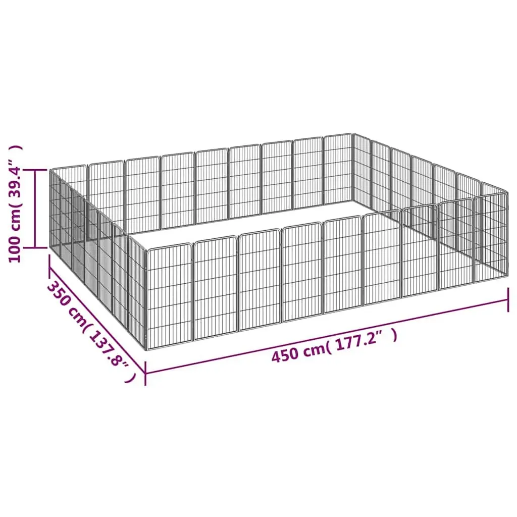 Dog Playpen Outdoor Exercise Pen 32 Panels Black Powder-Coated Steel