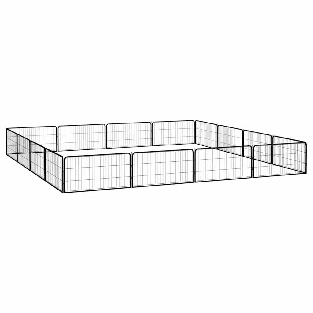 16 Panel Dog Playpen Indoor Outdoor Exercise Pen Black Steel