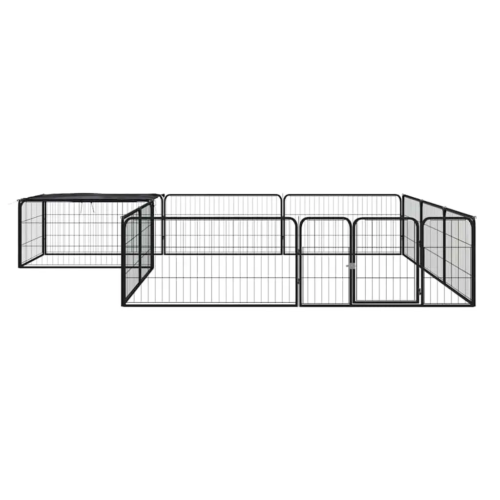 Dog Playpen Exercise Pen 12 Panel Outdoor Indoor Black Steel