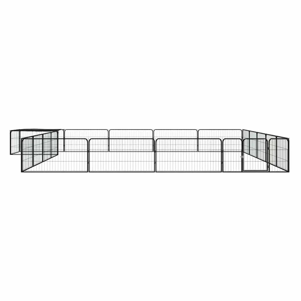 Dog Playpen 20 Panel Exercise Pen Black Powder-coated Steel Enclosure