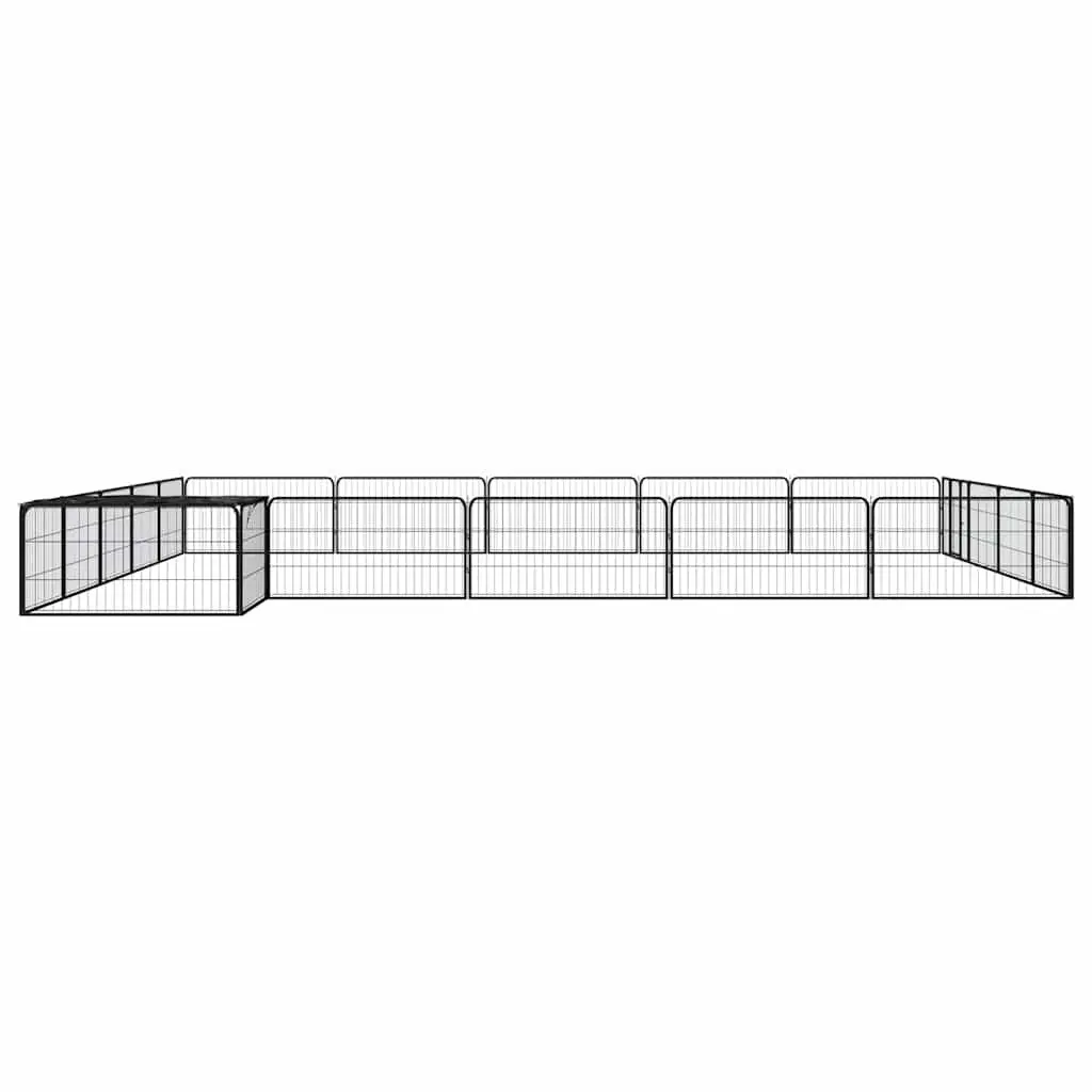 Dog Playpen 20 Panel Exercise Pen Black Powder-coated Steel Enclosure