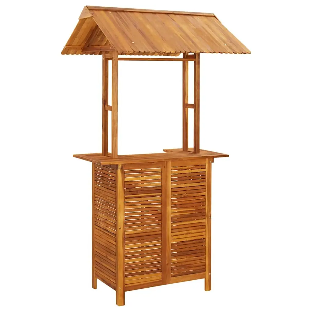 Garden Bar Set 3 Piece Outdoor Furniture Bistro Table Stools Brown Wood