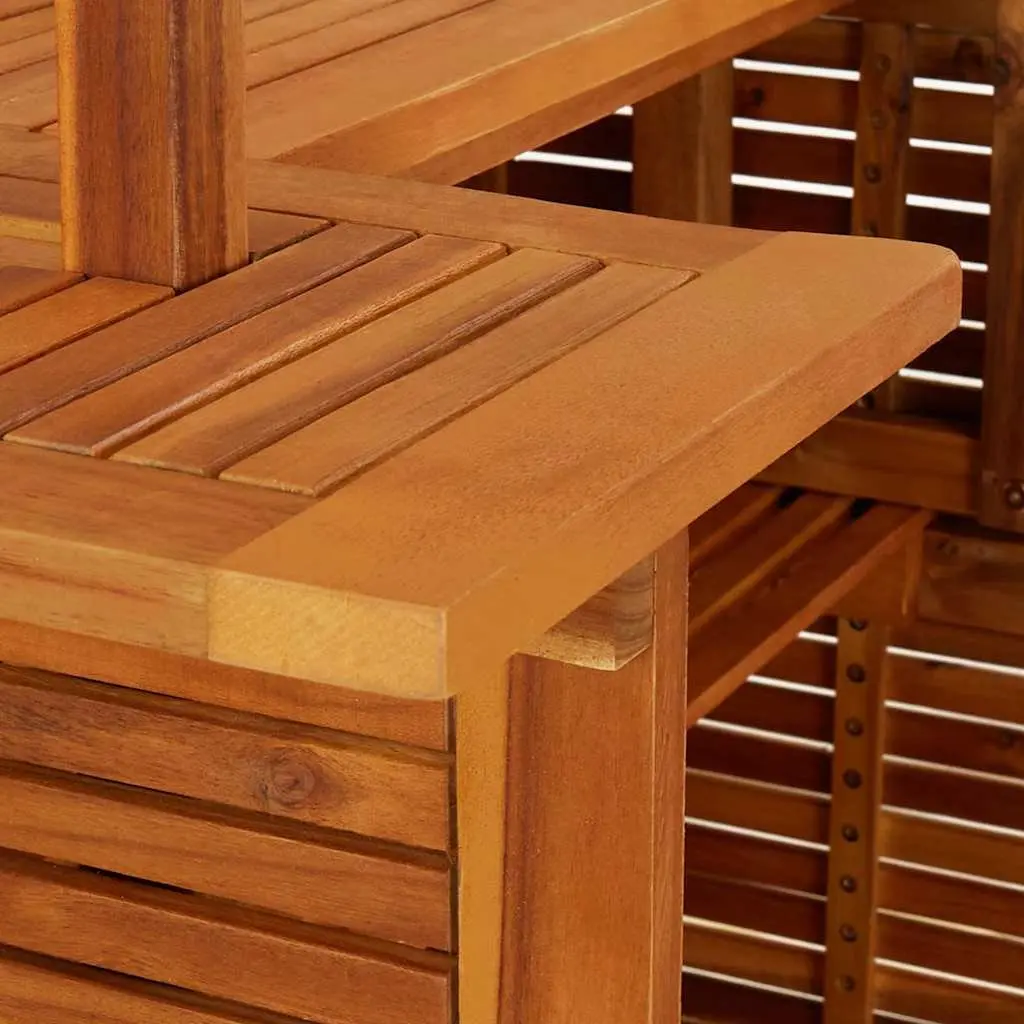 Garden Bar Set 3 Piece Outdoor Furniture Bistro Table Stools Brown Wood