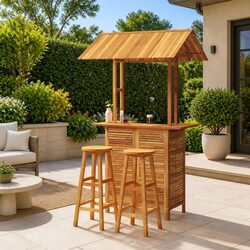 Acacia Wood 3-Piece Garden Bar Set in Brown