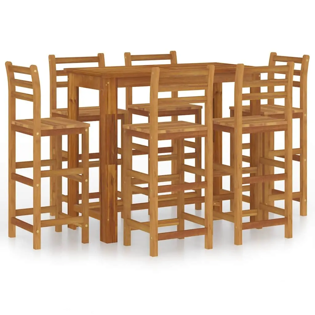 7 Piece Garden Bar Set Solid Acacia Wood Outdoor Furniture Patio Bistro Table