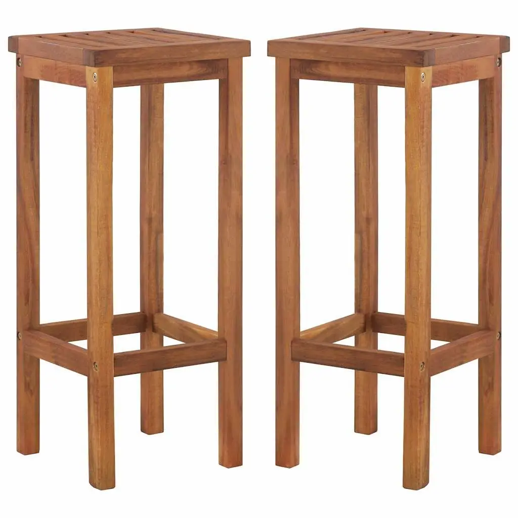 7 Piece Garden Bar Set Outdoor Bistro Table and Stools Solid Acacia Wood Brown